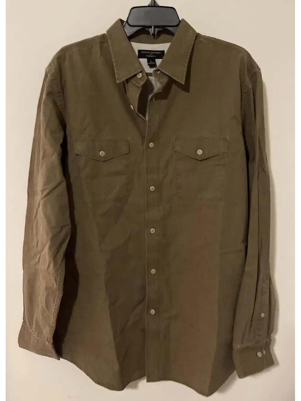 Banana Republic Mens Large Green Long Sleeved Button Up Standard Fit Shirt! M936